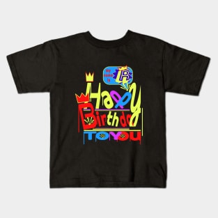 Happy Birthday Alphabet Letter (( R )) Dazzling Creative Design Kids T-Shirt
